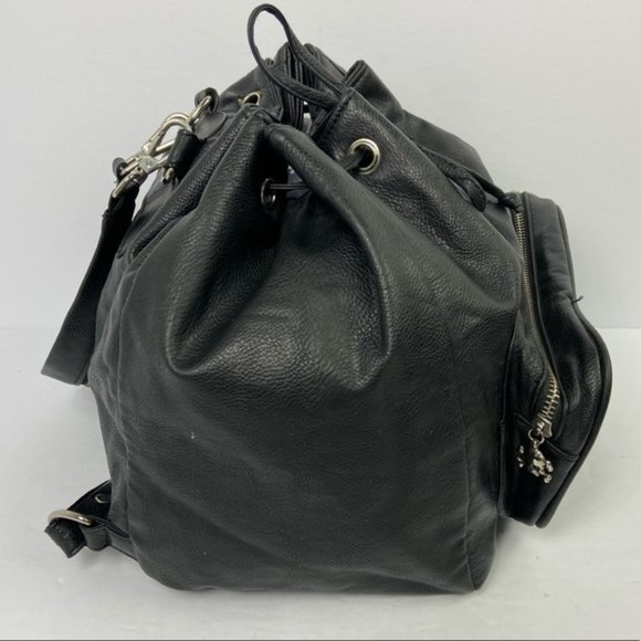 Brandy Melville Black Leather Backpack Drawstring - Picture 4 of 15